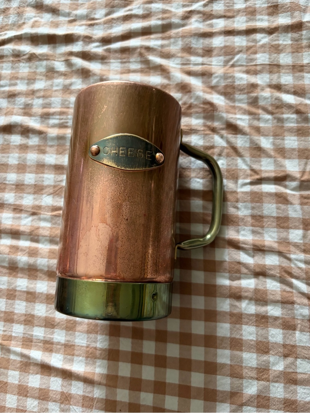 Copper Cheese Serving Mug with Brass-Tone Handle
